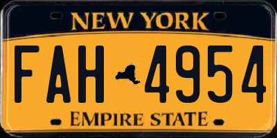 NY license plate FAH4954