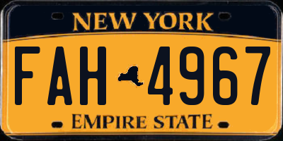 NY license plate FAH4967
