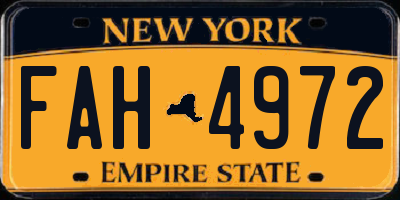 NY license plate FAH4972