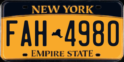 NY license plate FAH4980