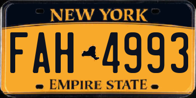 NY license plate FAH4993