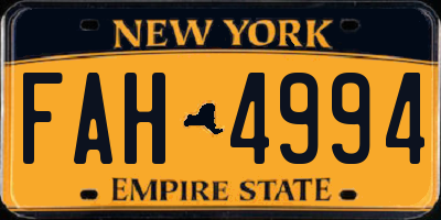 NY license plate FAH4994