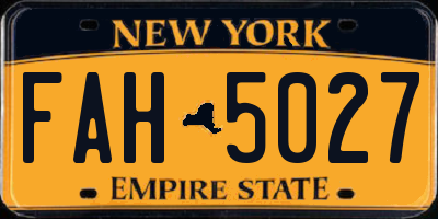 NY license plate FAH5027