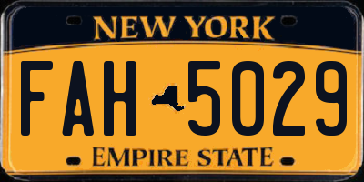 NY license plate FAH5029