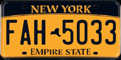 NY license plate FAH5033