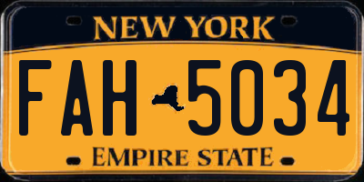 NY license plate FAH5034