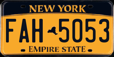 NY license plate FAH5053
