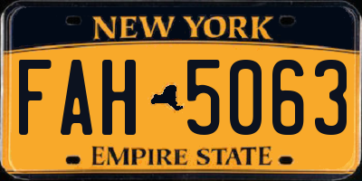 NY license plate FAH5063