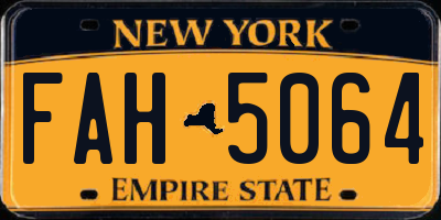NY license plate FAH5064