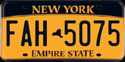 NY license plate FAH5075