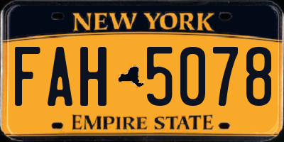 NY license plate FAH5078