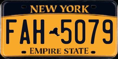 NY license plate FAH5079