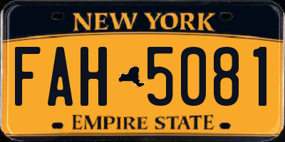 NY license plate FAH5081