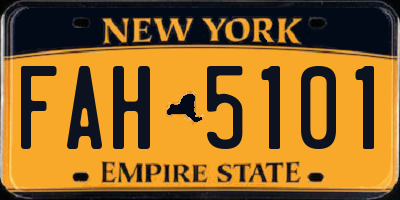NY license plate FAH5101
