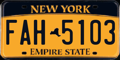 NY license plate FAH5103