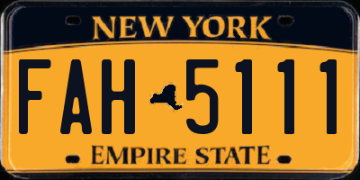 NY license plate FAH5111