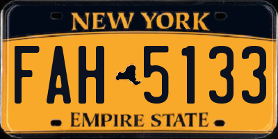 NY license plate FAH5133
