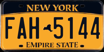 NY license plate FAH5144