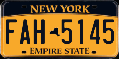 NY license plate FAH5145
