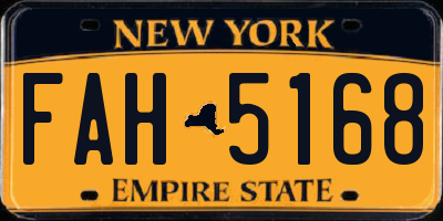 NY license plate FAH5168
