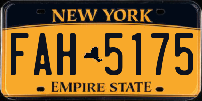 NY license plate FAH5175