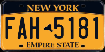 NY license plate FAH5181