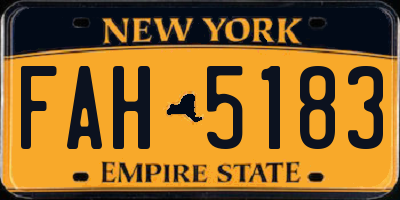 NY license plate FAH5183