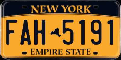 NY license plate FAH5191