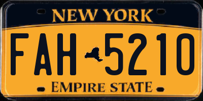 NY license plate FAH5210