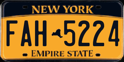 NY license plate FAH5224