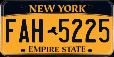 NY license plate FAH5225