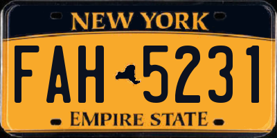 NY license plate FAH5231
