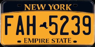 NY license plate FAH5239