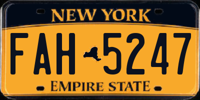 NY license plate FAH5247