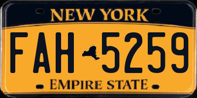 NY license plate FAH5259