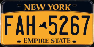 NY license plate FAH5267