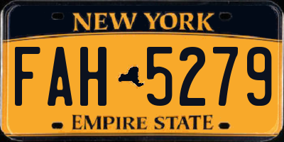 NY license plate FAH5279