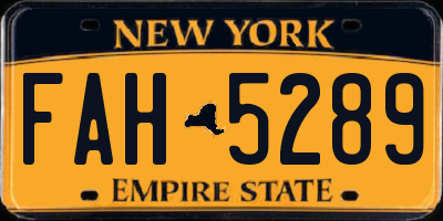 NY license plate FAH5289