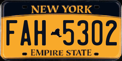 NY license plate FAH5302