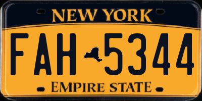 NY license plate FAH5344