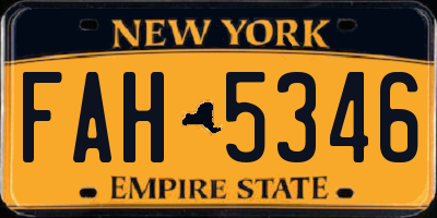 NY license plate FAH5346