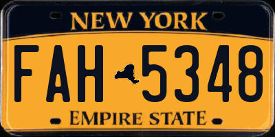 NY license plate FAH5348