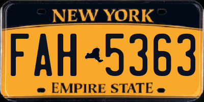 NY license plate FAH5363