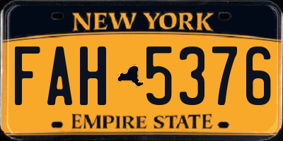 NY license plate FAH5376