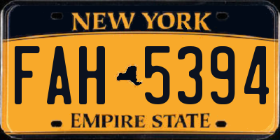 NY license plate FAH5394