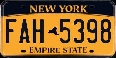 NY license plate FAH5398