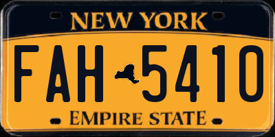 NY license plate FAH5410