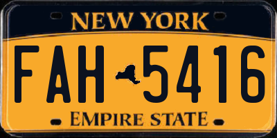 NY license plate FAH5416