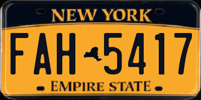 NY license plate FAH5417