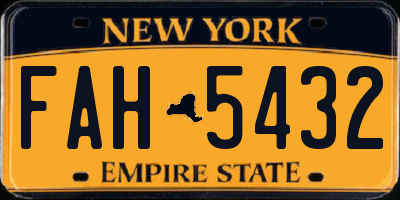 NY license plate FAH5432